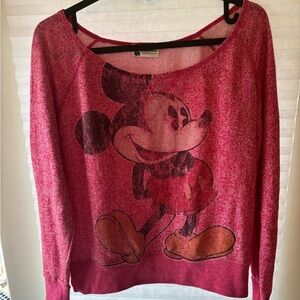 Authentic Disney Parks Women's Red Sweater with Mickey Mouse Graphic